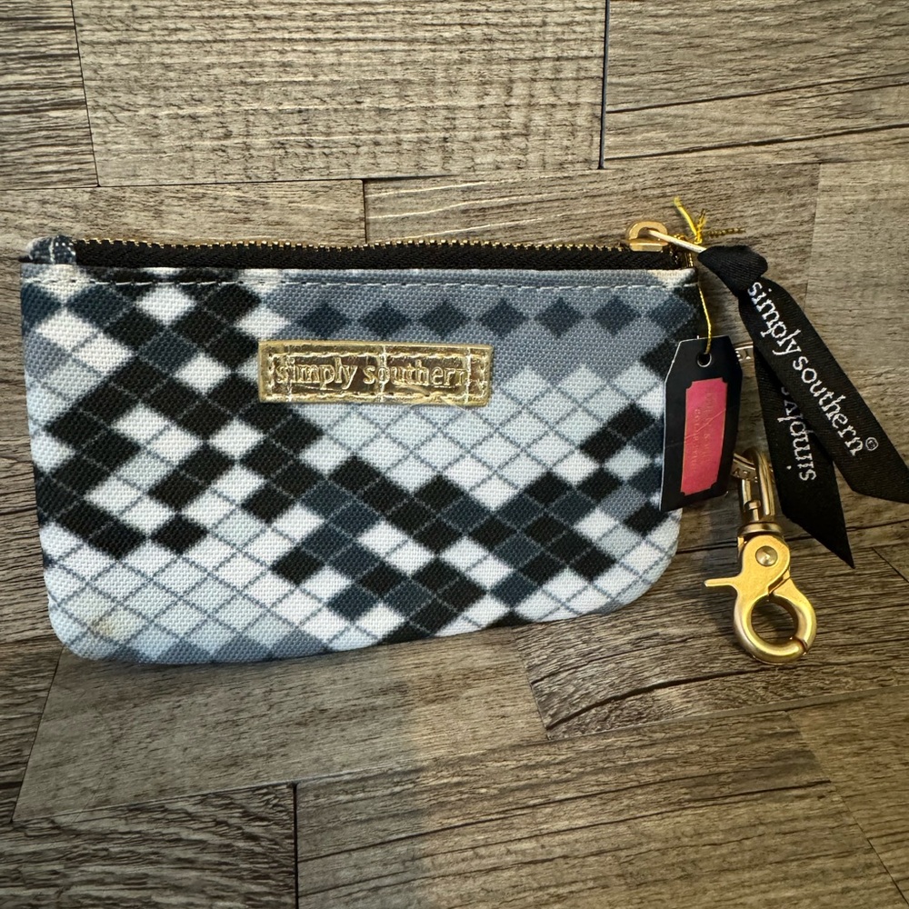 Simply Southern Argyle Coin Pouch with Gold Accents